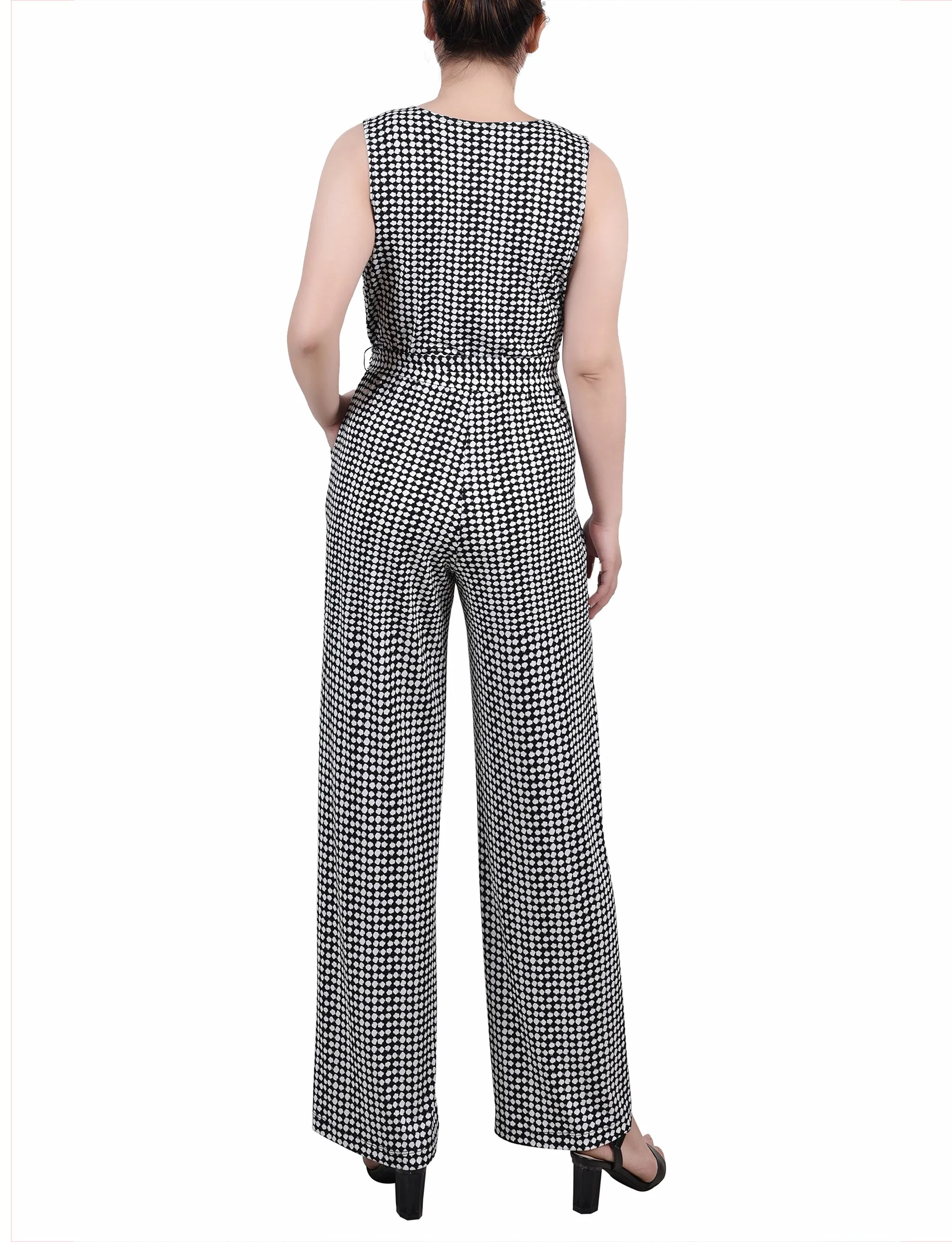 Petite Sleeveless Belted Jumpsuit
