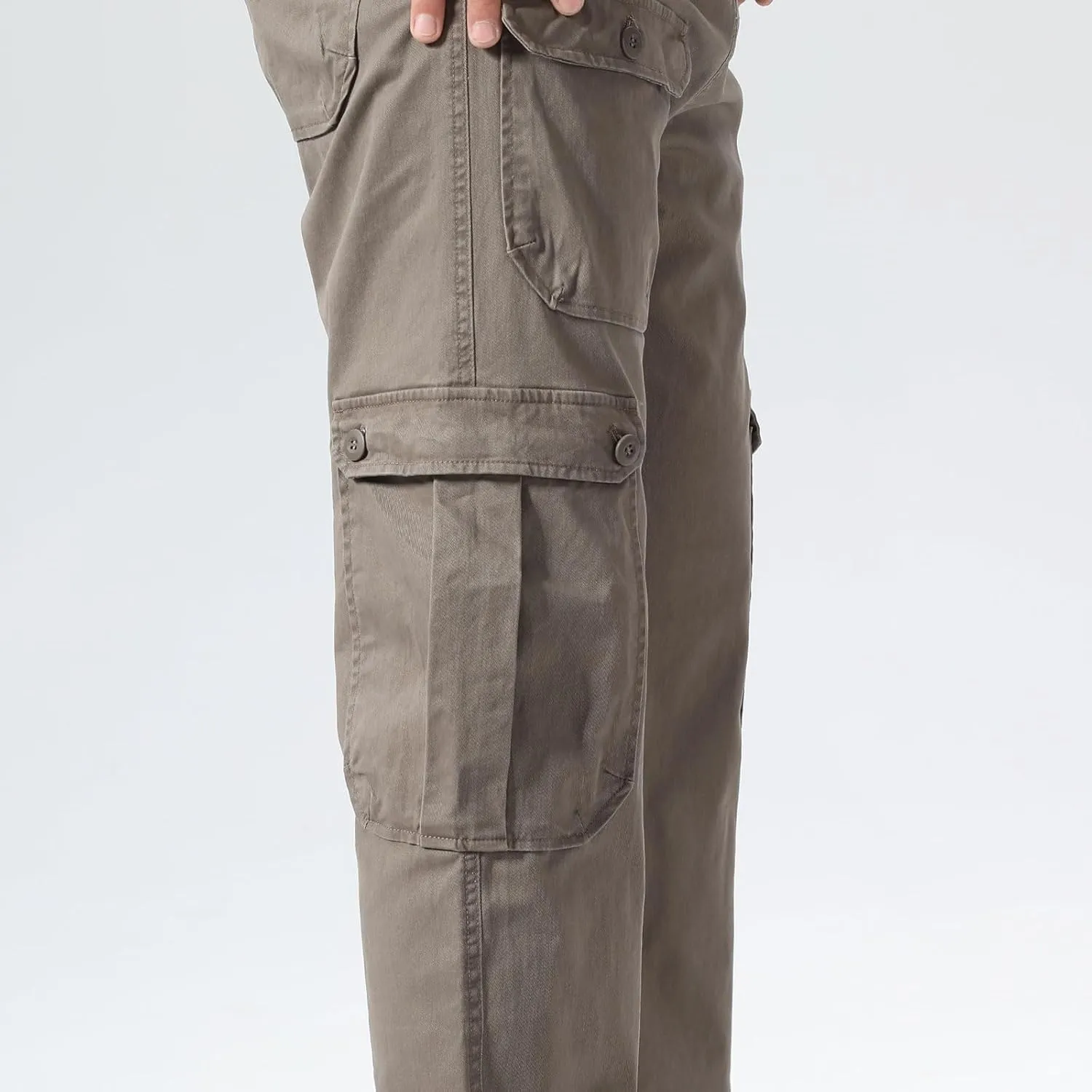Plaid&Plain Men's Cargo Pants Relaxed Fit with Extra Front Pocket and Oversized Belt Loops LSC013