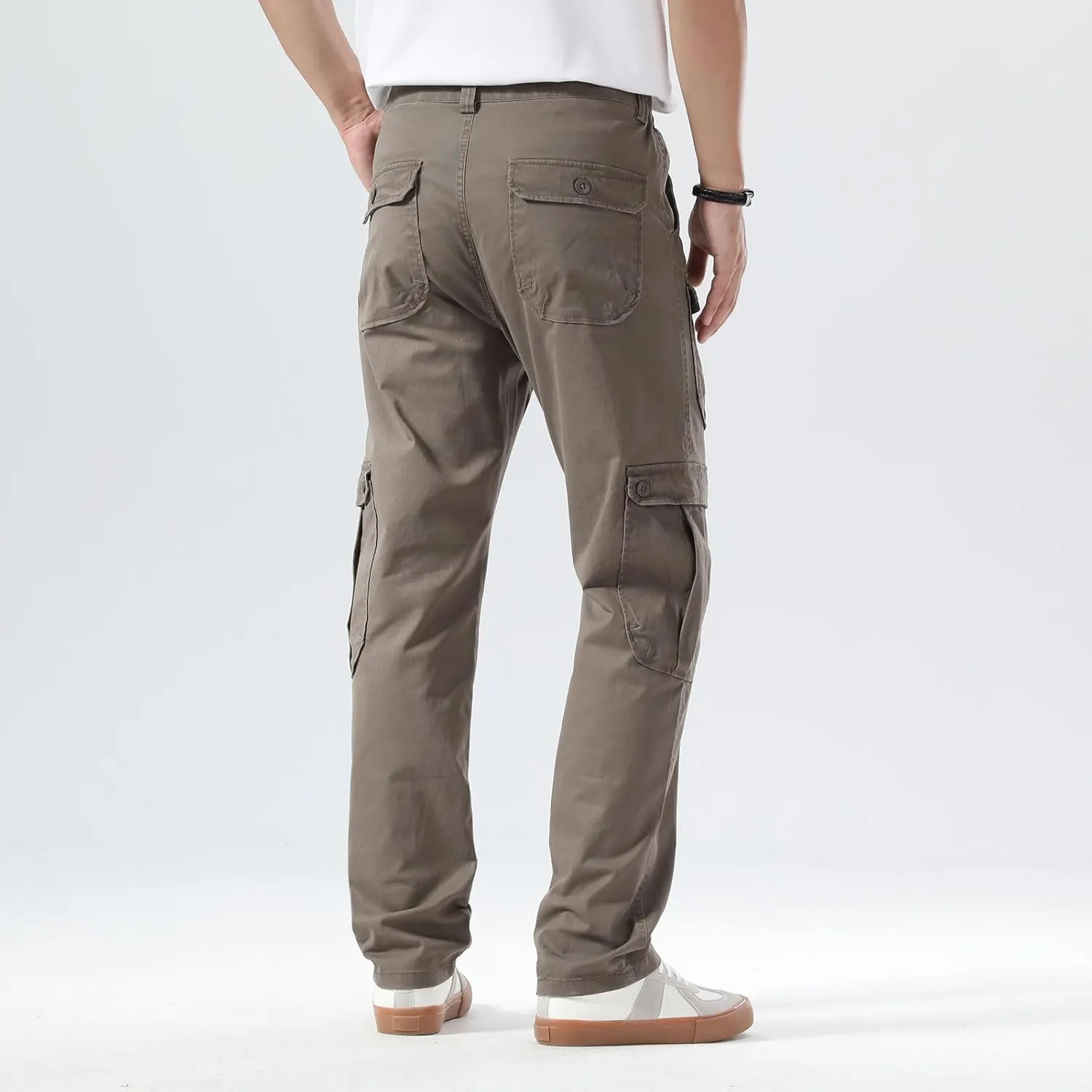 Plaid&Plain Men's Cargo Pants Relaxed Fit with Extra Front Pocket and Oversized Belt Loops LSC013