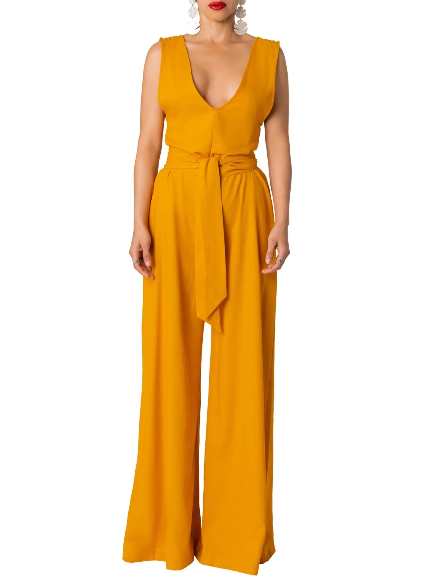 "Greece" Yellow V-Neck Jumpsuit
