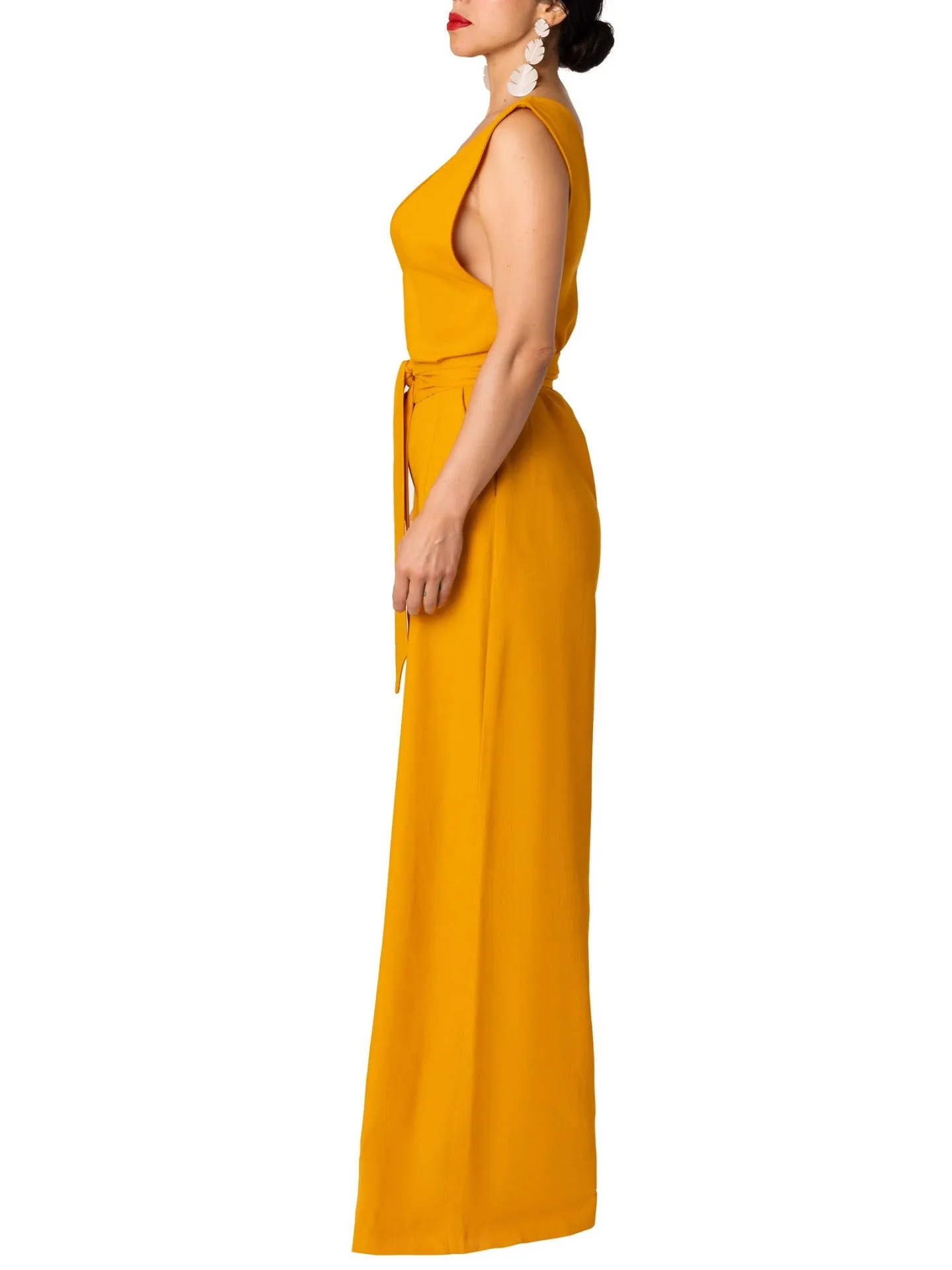"Greece" Yellow V-Neck Jumpsuit