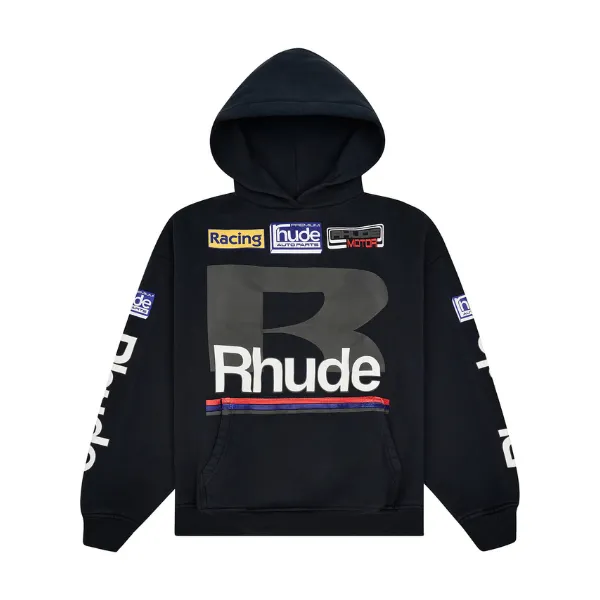 Rhude Petrol Patch Hoodie - Vintage Black