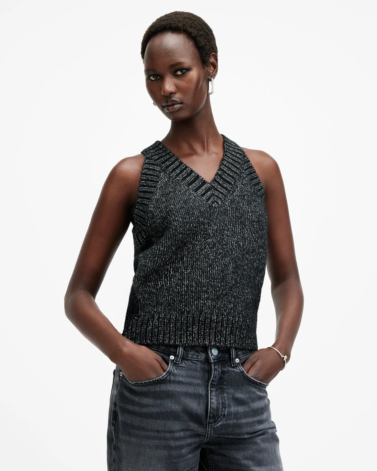 Sabrina Metallic Relaxed Fit Tank Top