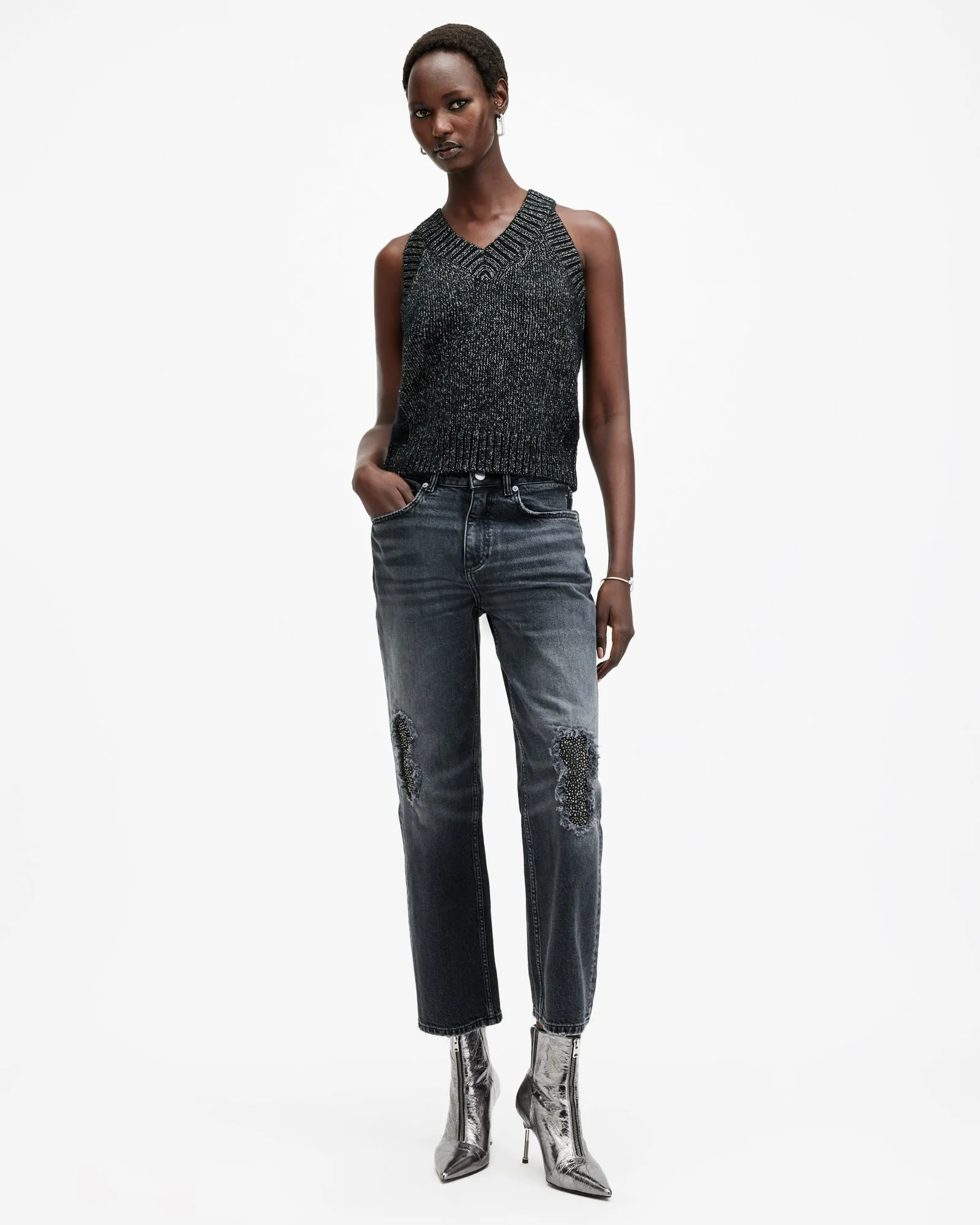Sabrina Metallic Relaxed Fit Tank Top