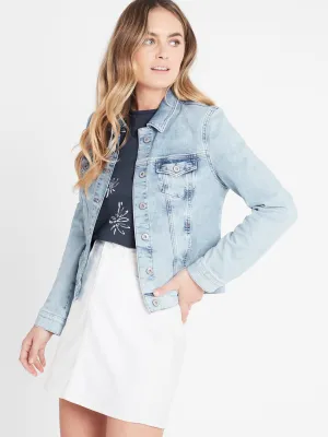 Samantha Crop Denim Jacket in Bleach Vintage