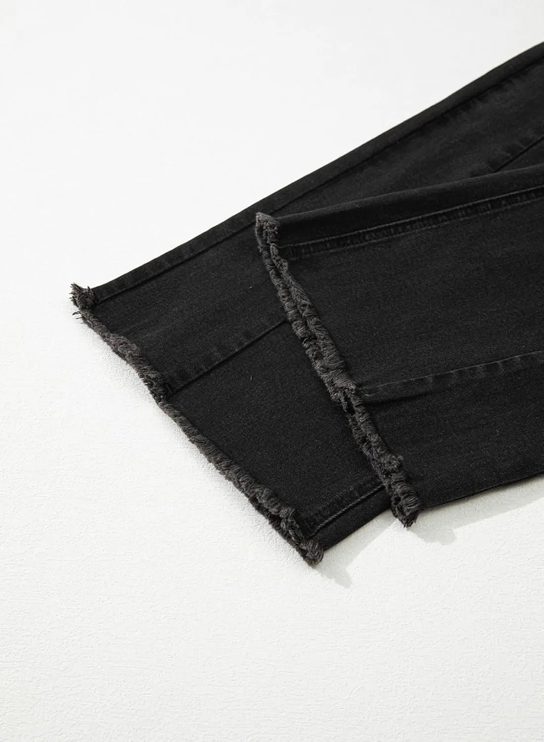 Sidefeel Women's Wide Leg Jeans High Waisted Strechy Raw Hem Zimbaplatinum Denim Pants