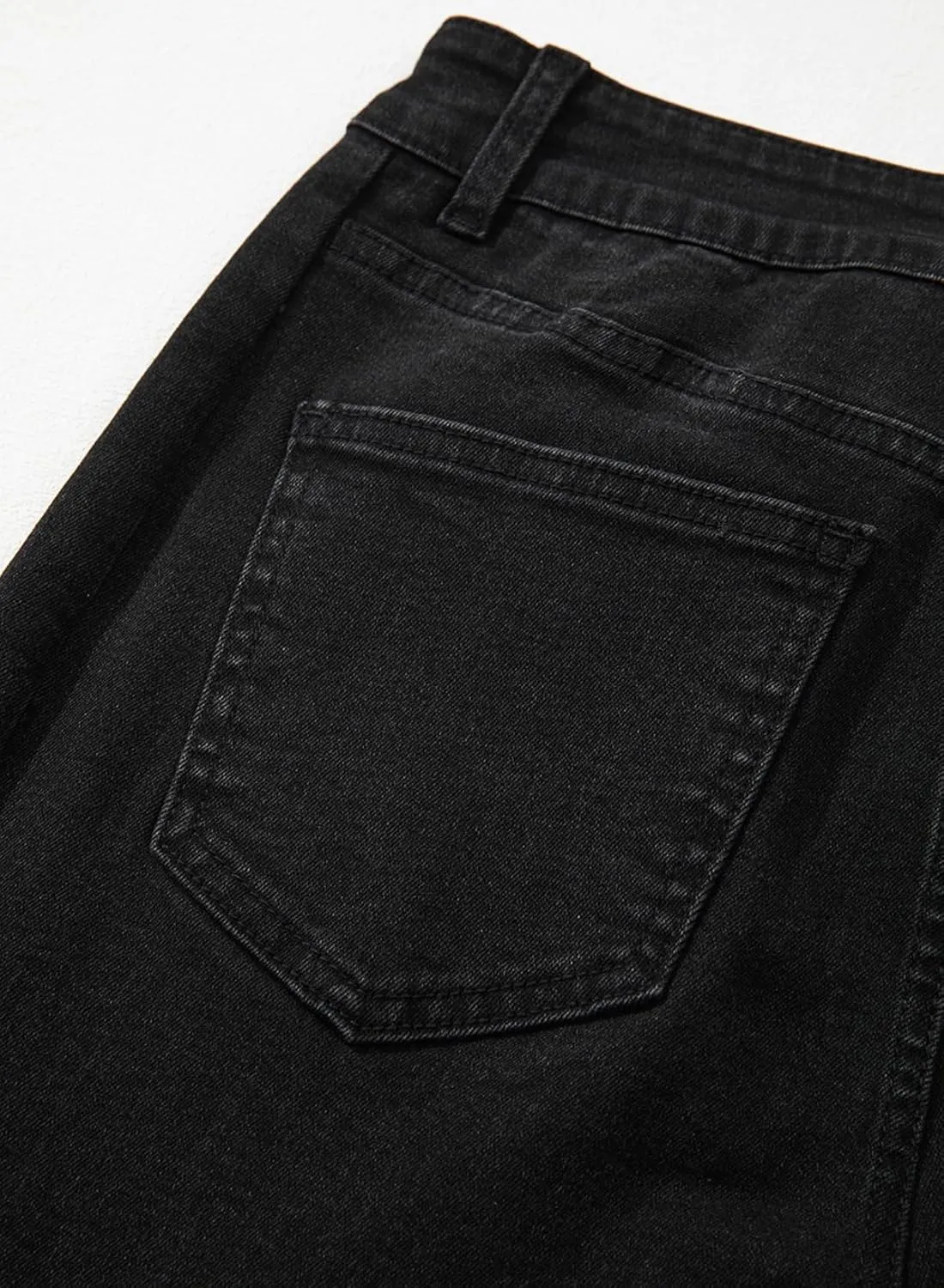 Sidefeel Women's Wide Leg Jeans High Waisted Strechy Raw Hem Zimbaplatinum Denim Pants