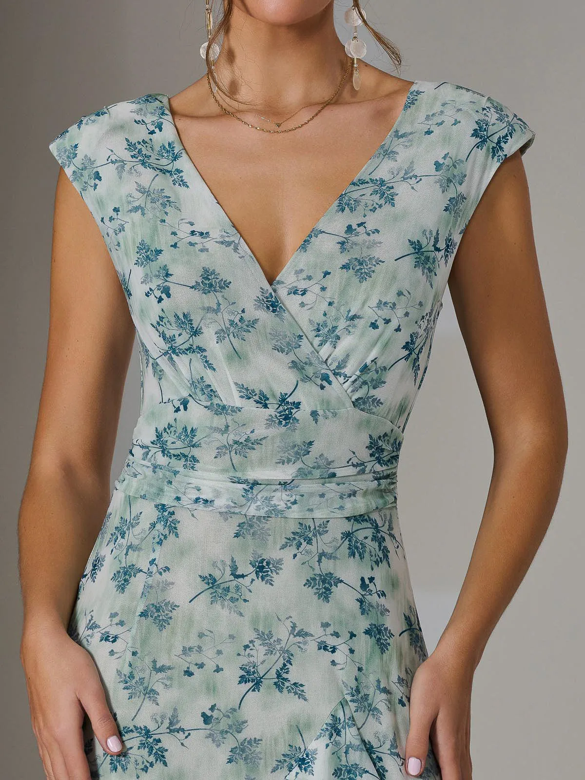 Sleeveless Ruffle Midi Dress, Light Green