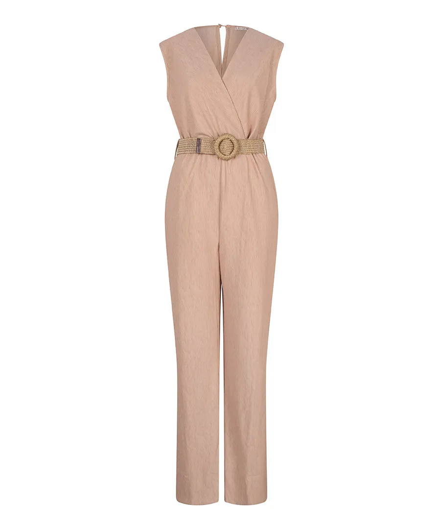 Sleeveless Wrap Textured Jumpsuit