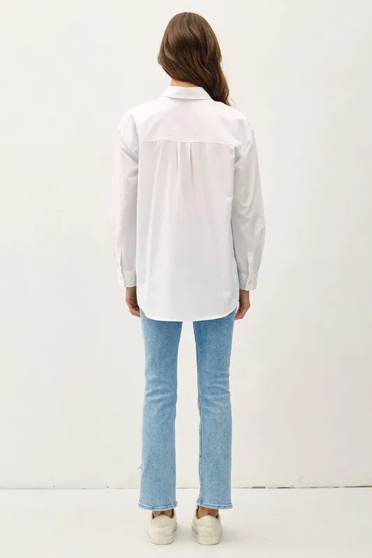 Spencer Long Sleeve Oversized Button Down Top White