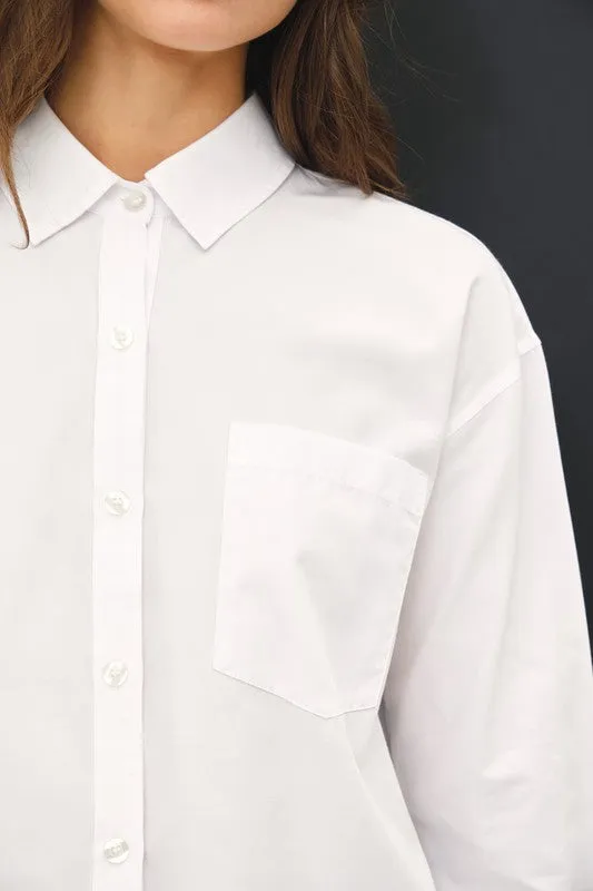 Spencer Long Sleeve Oversized Button Down Top White