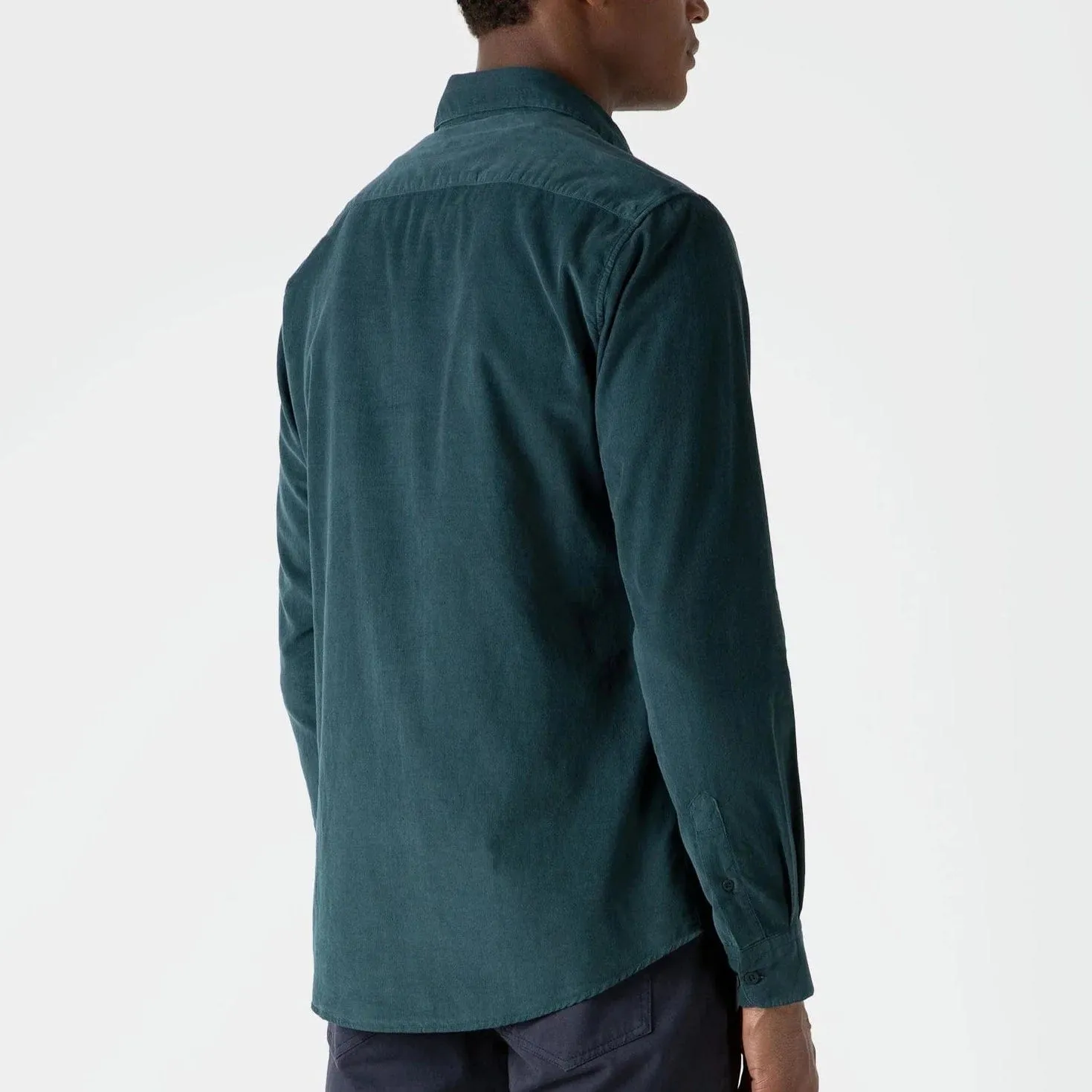 Sunspel Fine Cord Shirt in Peacock