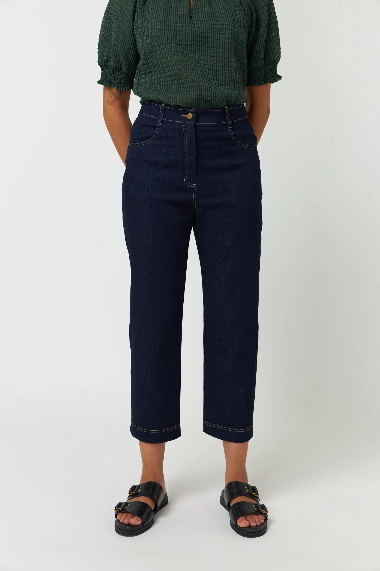 Sylvester Denim Cropped Trouser Dark Indigo