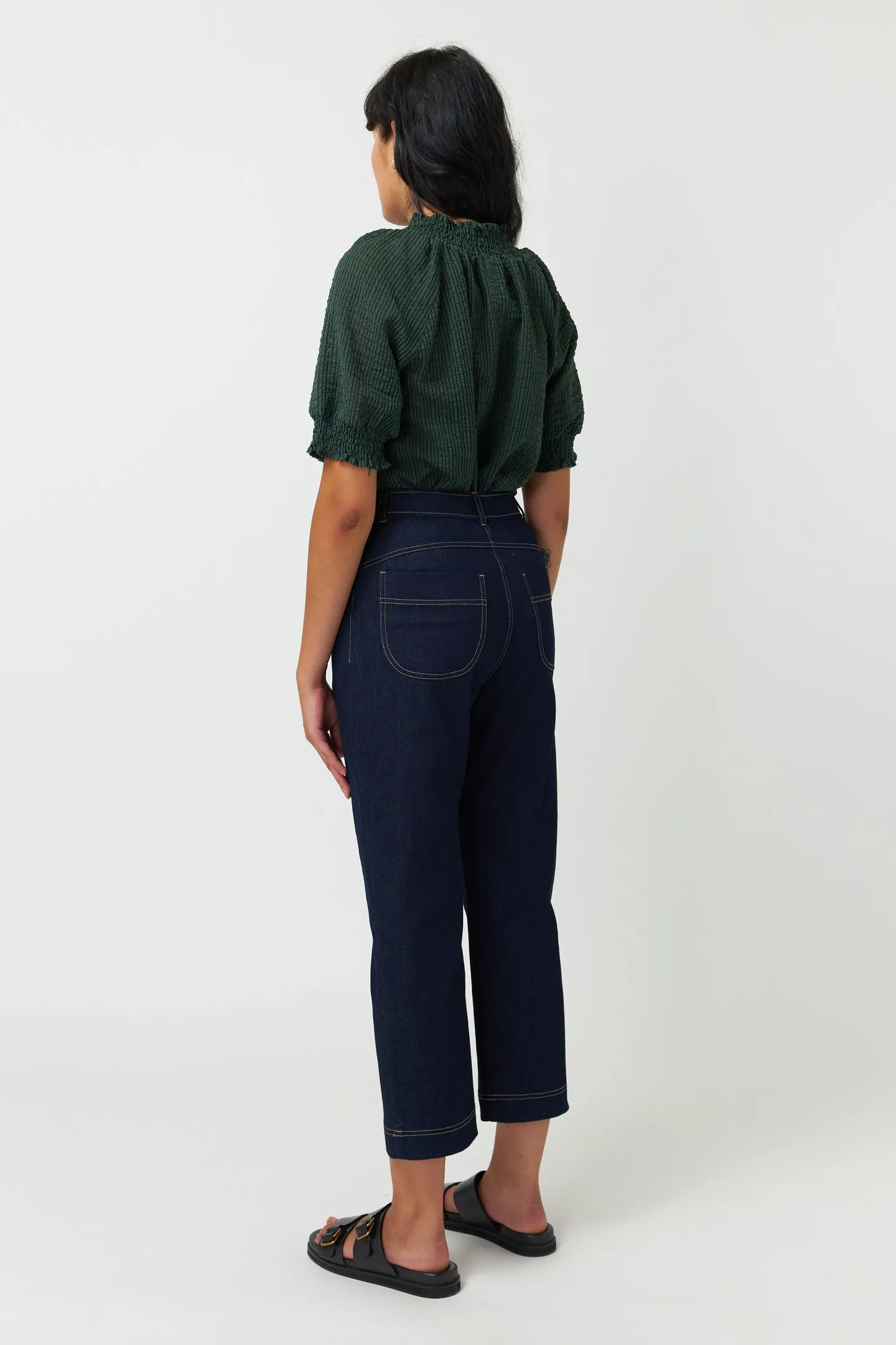 Sylvester Denim Cropped Trouser Dark Indigo