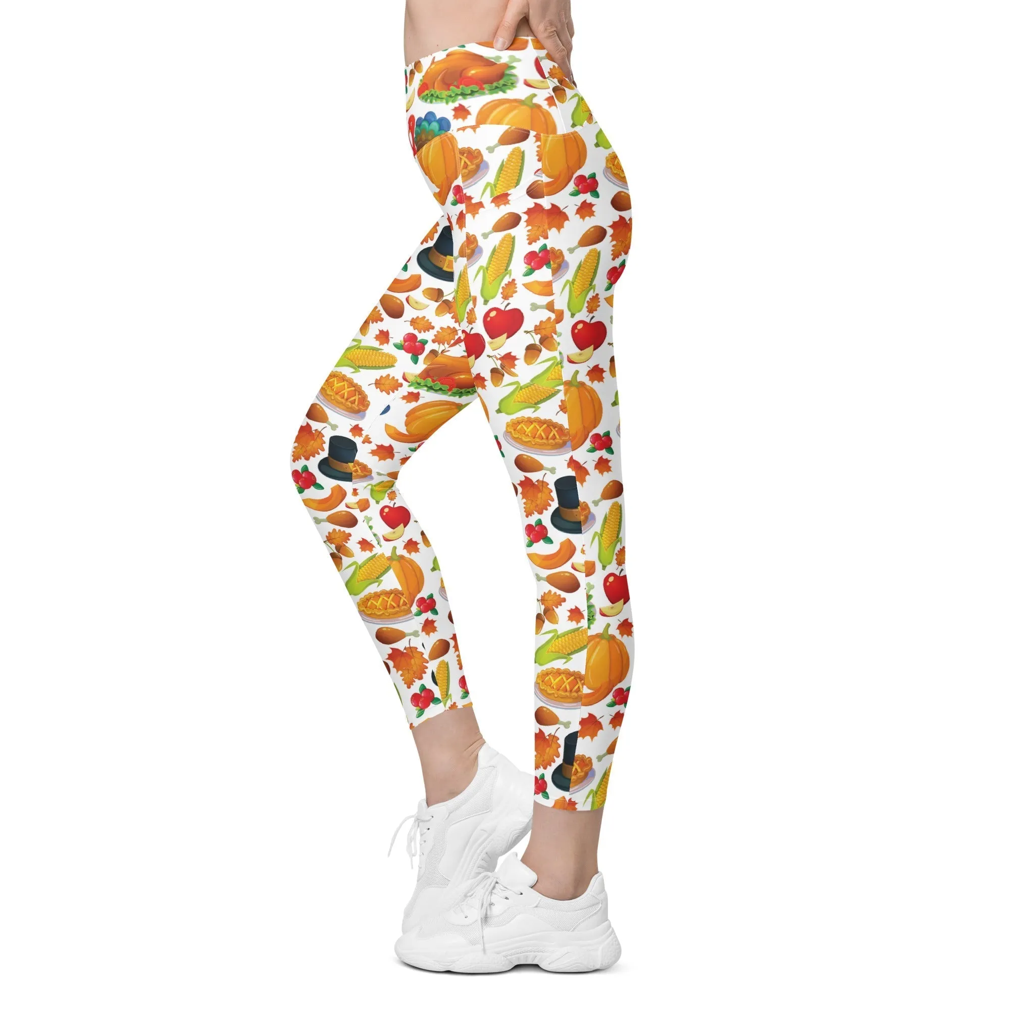 Thanksgiving Pattern Leggings With Pockets