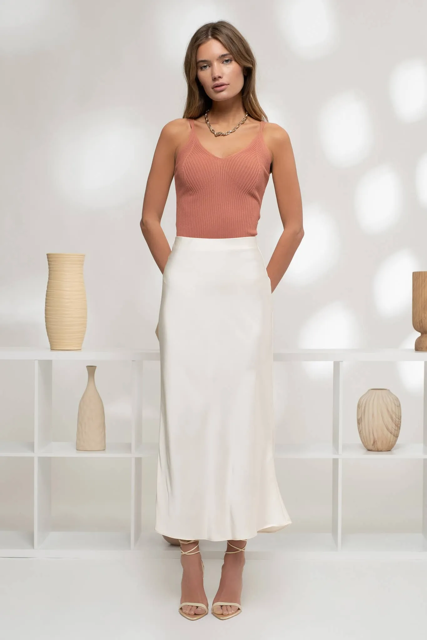 V NECK SWEATER KNIT CAMI TANK