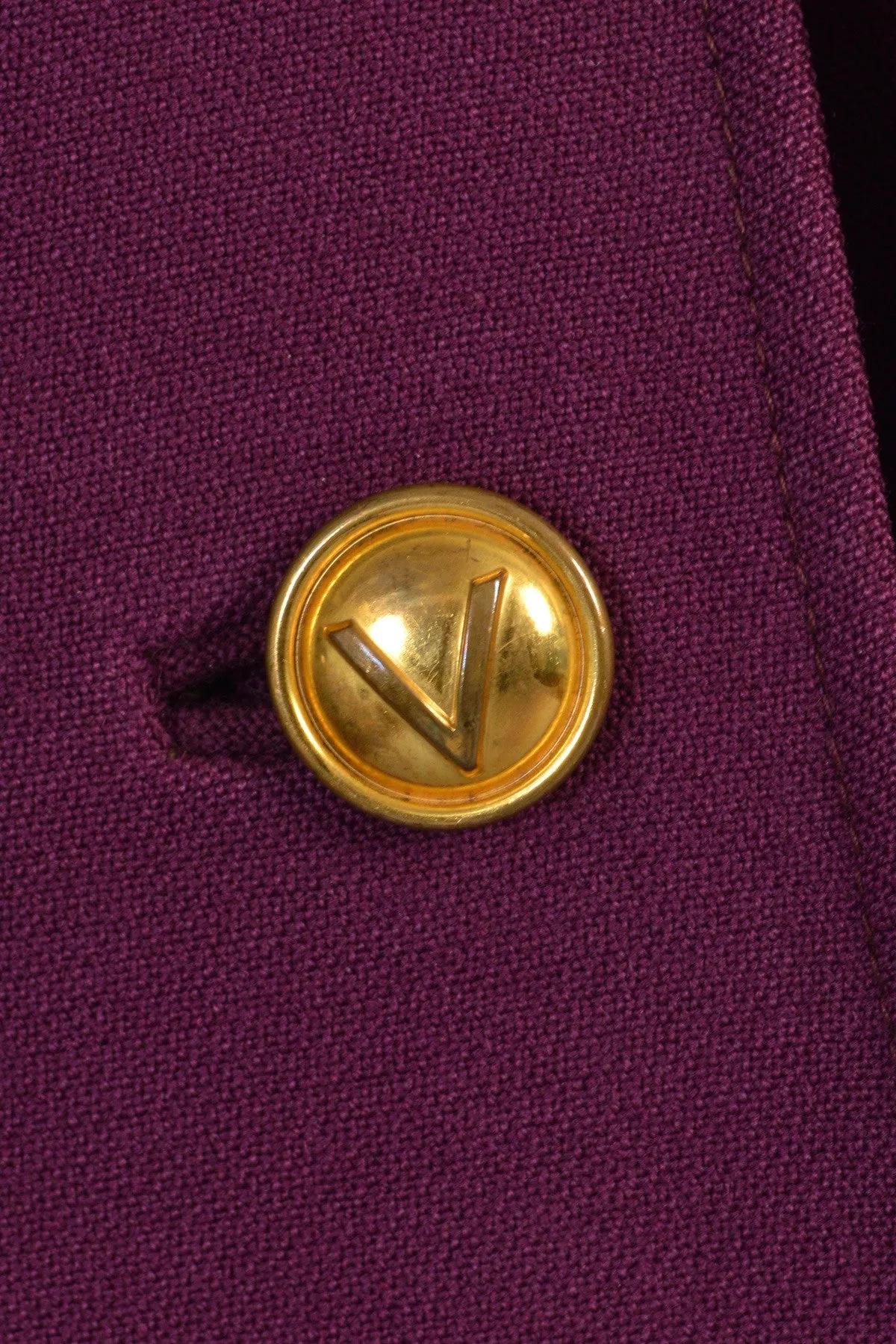 Valentino for TWA 1970s Wool Trench Coat with Logo Buttons