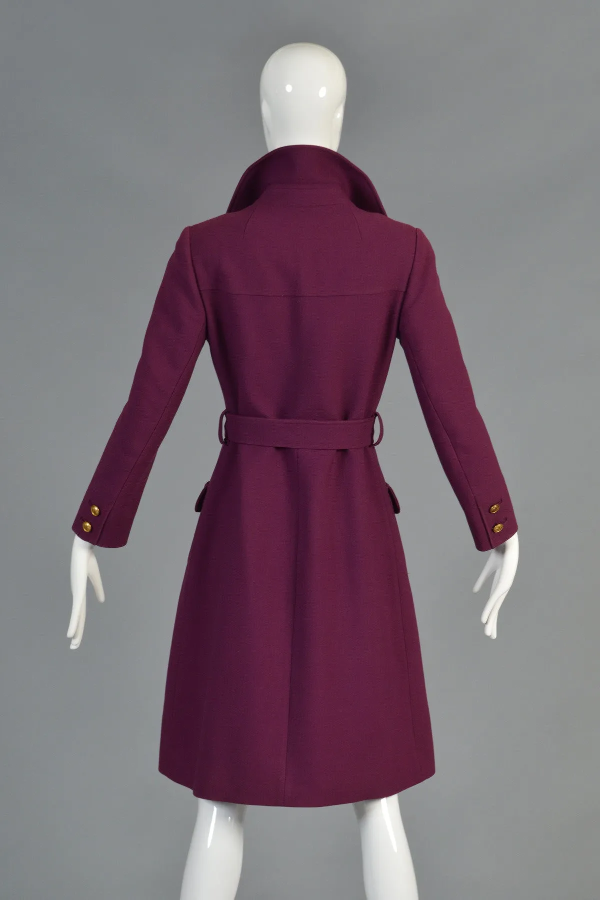 Valentino for TWA 1970s Wool Trench Coat with Logo Buttons
