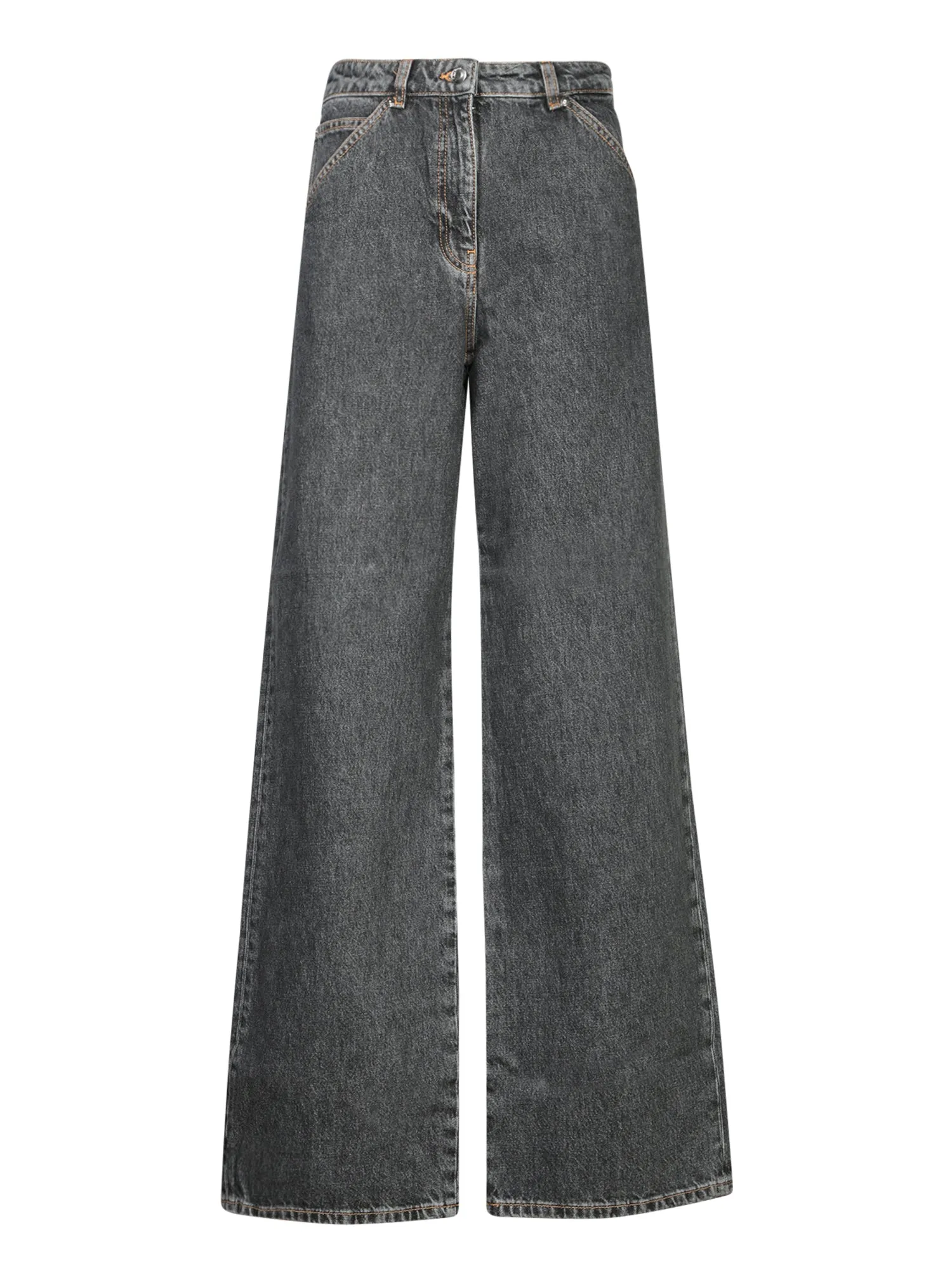 Wide Leg Jeans in Black Stone
