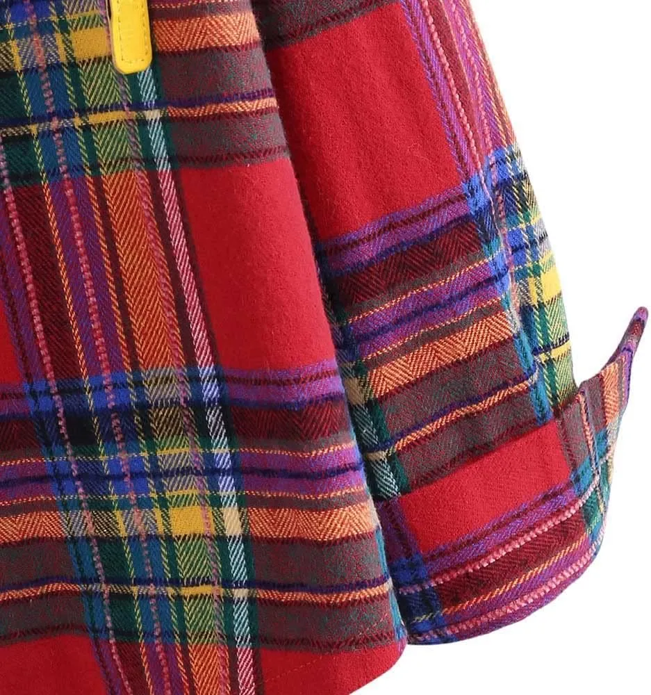 ZAFUL Women's Plaid Fleece Lined Hooded Jacket Button Up Oversized Fuzzy Coat Checkered Flannel Hoodie Jacket